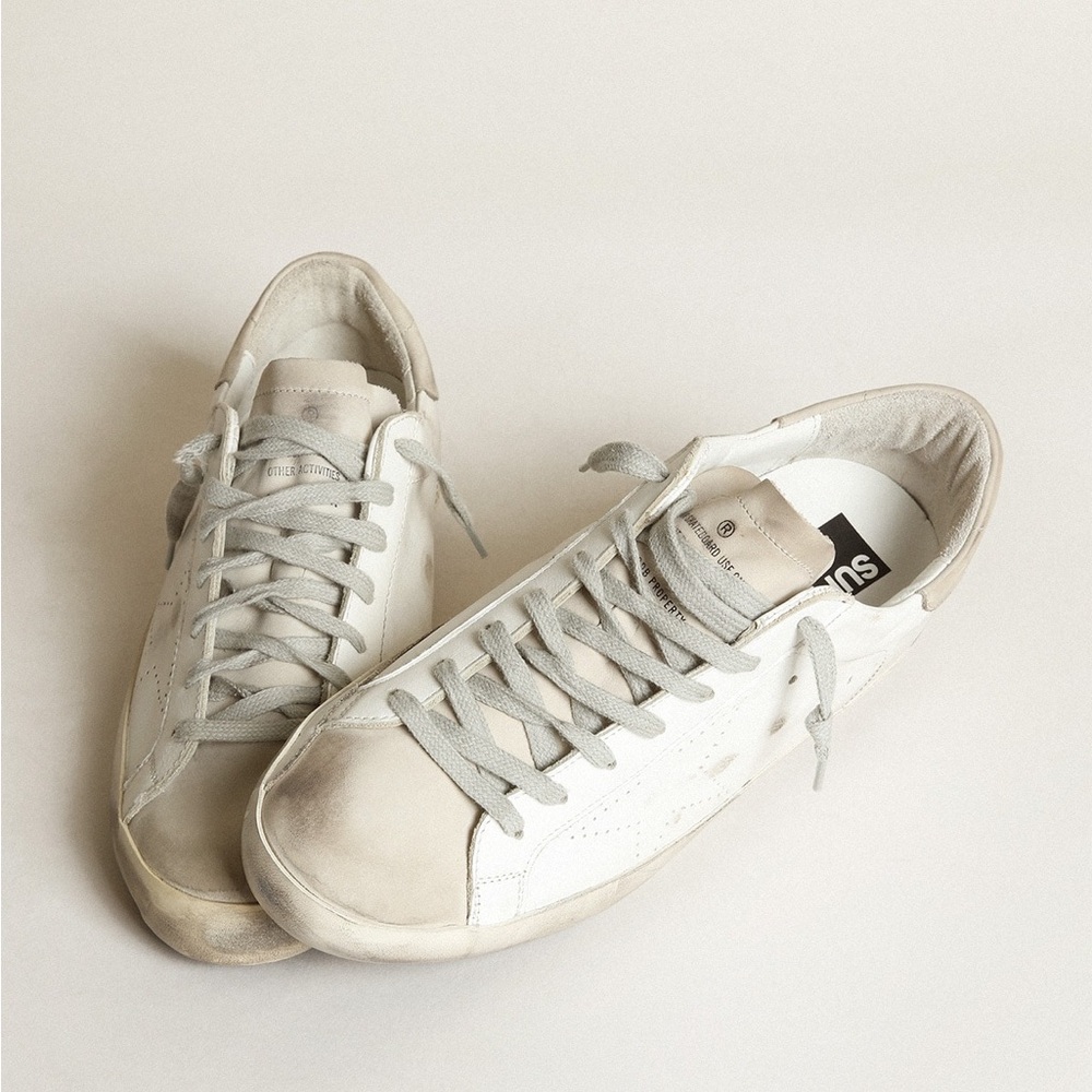 Golden Goose Super-Star with perforated star and ice-gray heel tab
